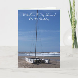 Catamaran Boat Personalised Husband Birthday Card