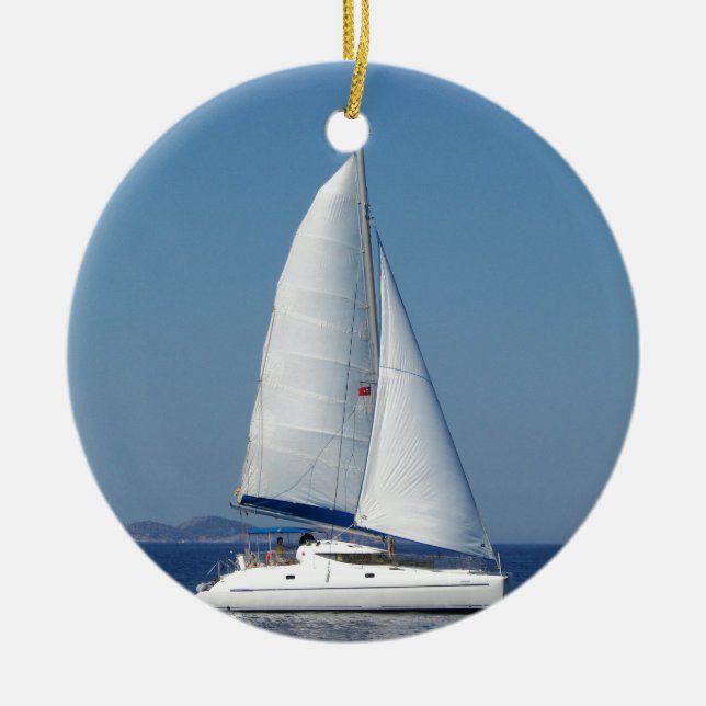 Catamaran Catchup Ceramic Ornament (Front)