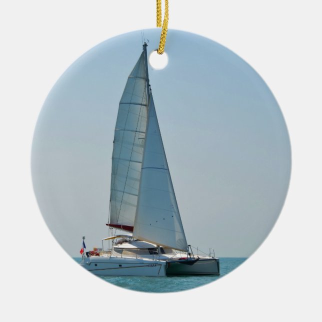Catamaran Clara Ceramic Ornament (Front)