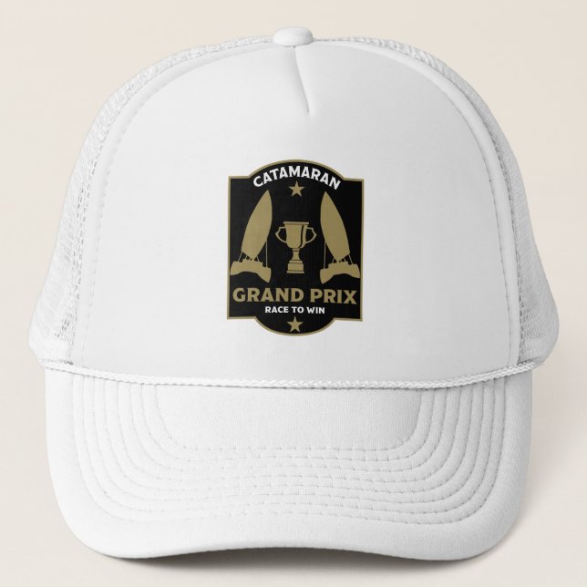 Catamaran Hydrofoil Sailboat Racing Trucker Hat (Front)