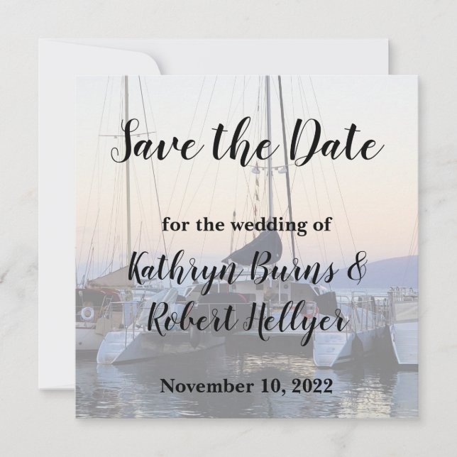 Catamaran in Lahaina Harbour Wedding Save the Date Announcement (Front)
