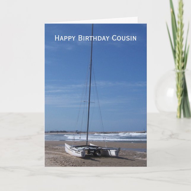 Catamaran Personalised Cousin Birthday Card (Front)