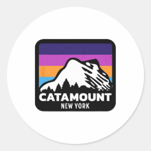 Catamount New York Skiing Snowboarding Family Ski Classic Round Sticker