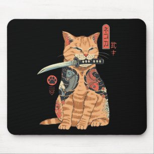 Catana Cat Vintage Cute Japanese-inspired Cat Mouse Pad