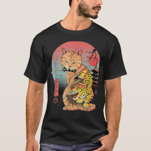 Catana In Edo Cat Attooed Samurai Cat Japanese Art T-Shirt