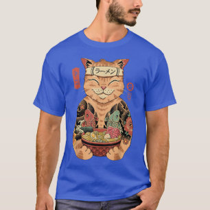 Catana Ramen Cat Tattooed Samurai Cat Japanese Art T-Shirt
