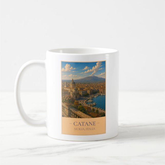 Catane, Italy – Vintage Travel Mug (Left)