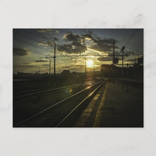 Catania railways at sunset postcard (Front)