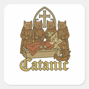 Catanic – Medieval Cat Cult Meme Square Sticker