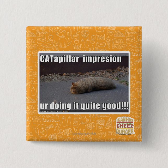 CATapillar 2 Inch Square Button (Front)