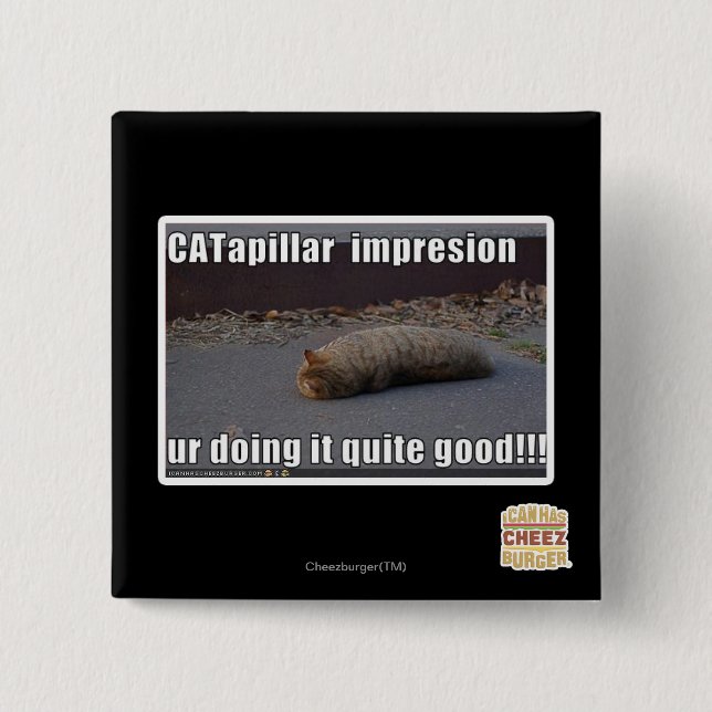 CATapillar 2 Inch Square Button (Front)