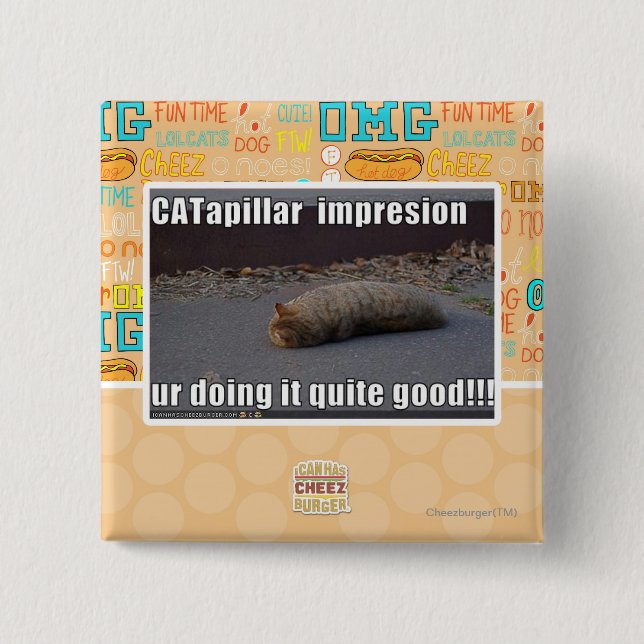 CATapillar 2 Inch Square Button (Front)