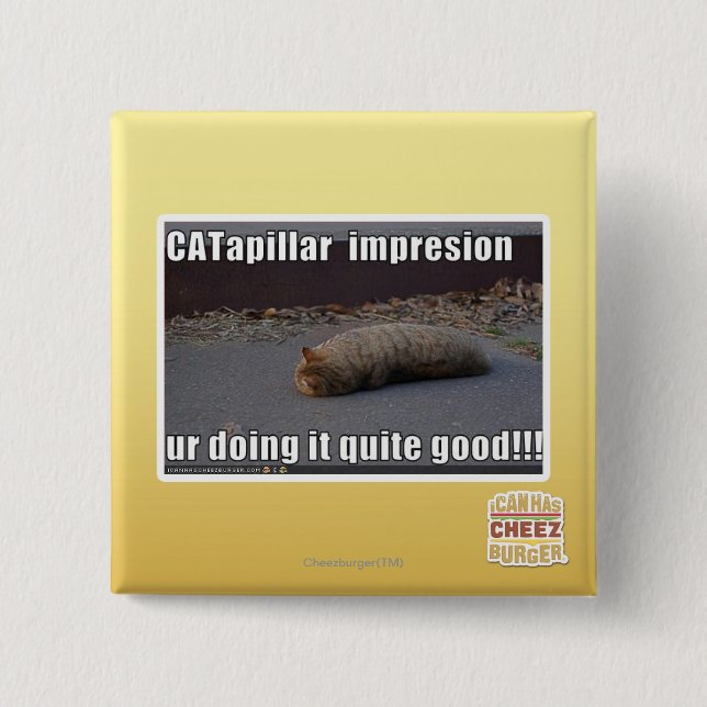 CATapillar 2 Inch Square Button (Front)