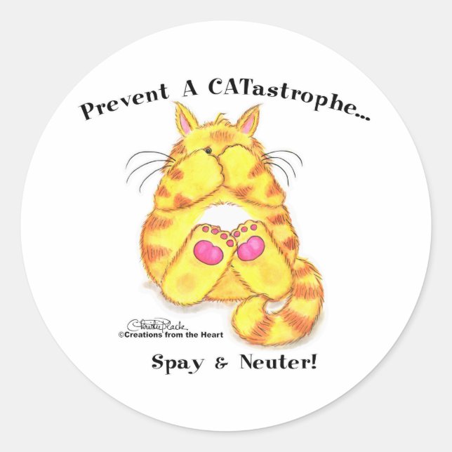 CATastrophe Classic Round Sticker (Front)