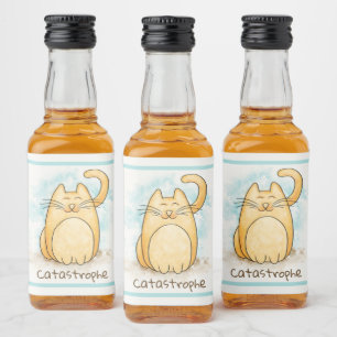 Catastrophe Cute Cat Pun Liquor Étiquette bouteill