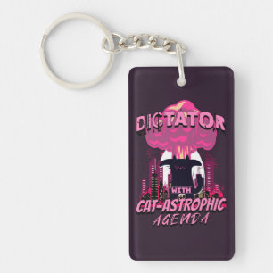 Catastrophic Funny Angry Cat Quote Keychain