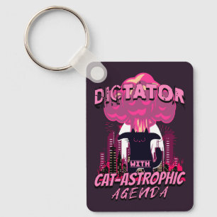 Catastrophic Funny Angry Cat Quote Keychain