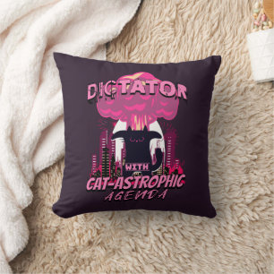 Catastrophic Funny Angry Cat Quote Throw Pillow