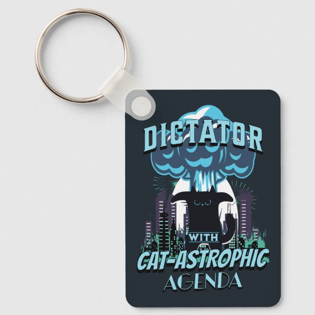 Catastrophic Funny Cat Design Keychain (Front)