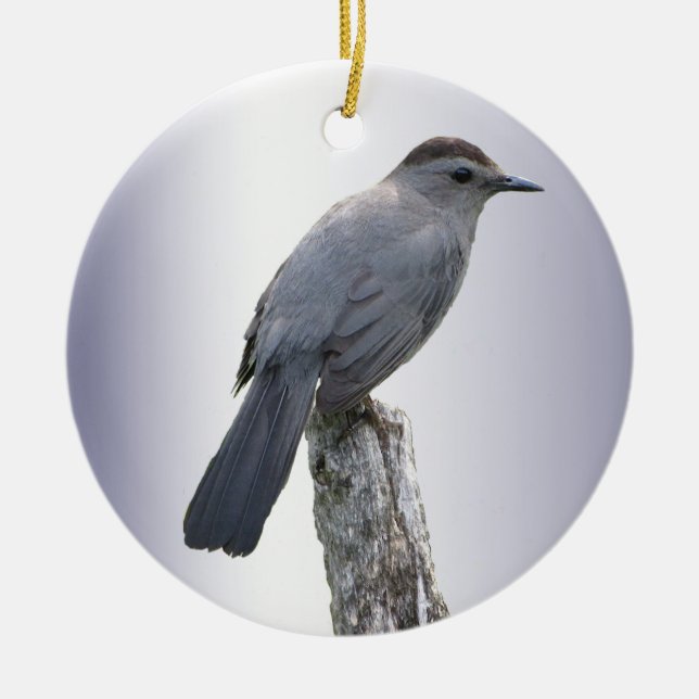 Catbird Ceramic Ornament (Front)