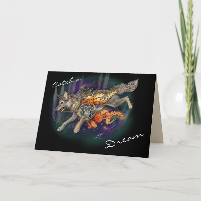 Catch a Dream, Wolf Dreamcatcher~ Cartes de voeux (Devant)