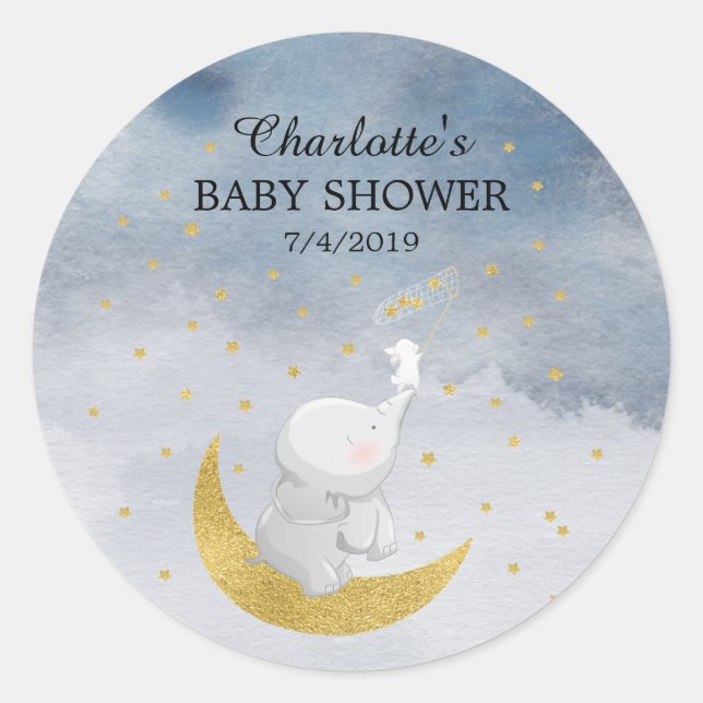 Catch A Star Bunny Elephant Baby Thank You Favour Classic Round Sticker (Front)