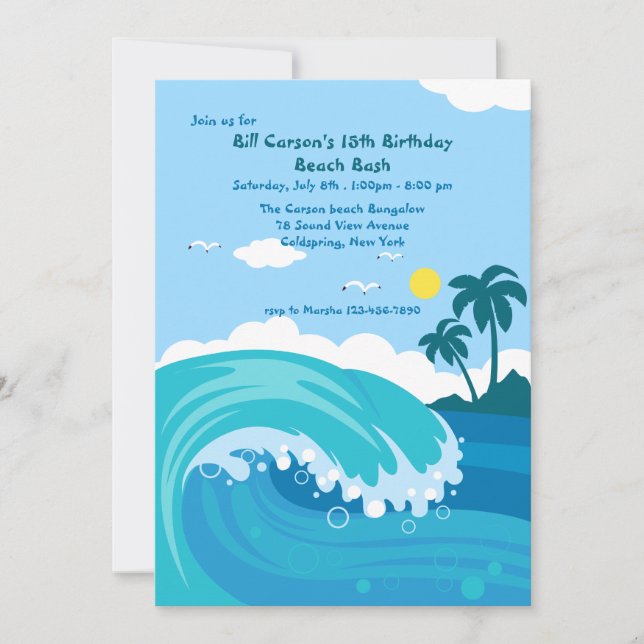 Catch A Wave Invitation (Front)