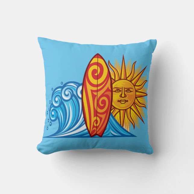 Catch A Wave Throw Pillow (Front)