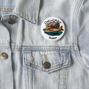 Catch And Release Brown Trout In Natural Habitat 2 Inch Round Button