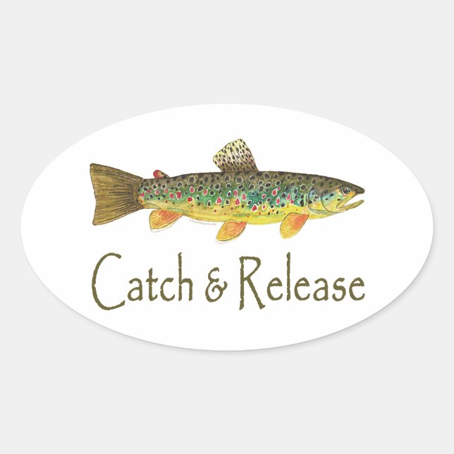 Catch and Release Fishing Oval Sticker (Front)