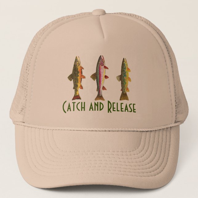 Catch and Release Fly Fishing for Trout Trucker Hat (Front)