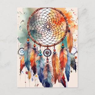 Catch dream with 8 feathers holiday postcard