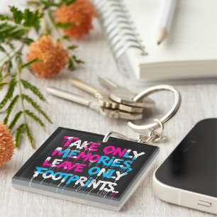 Catch Flights Not Feelings Rainbow Graffiti Quote Keychain