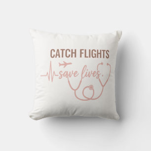 Catch Flights Save Lives Boho Travel Nurse Throw Pillow