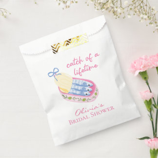 Catch of a lifetime sardines bridal shower pink favour bag