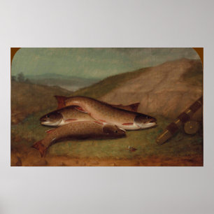 Catch of the Day Trout on a Riverbank Poster
