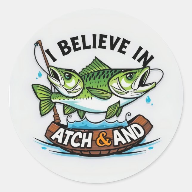 Catch & Release: A Double-Take on Fishing Fun! Classic Round Sticker (Front)