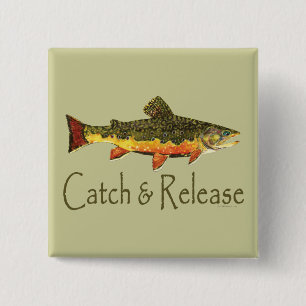 Catch & Release Trout Fishing 2 Inch Square Button