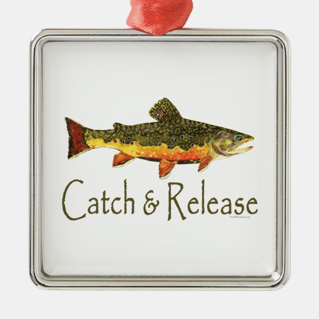 Catch & Release Trout Fishing Metal Ornament (Front)