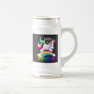 Catch the Rainbow Unicorn Design Beer Stein