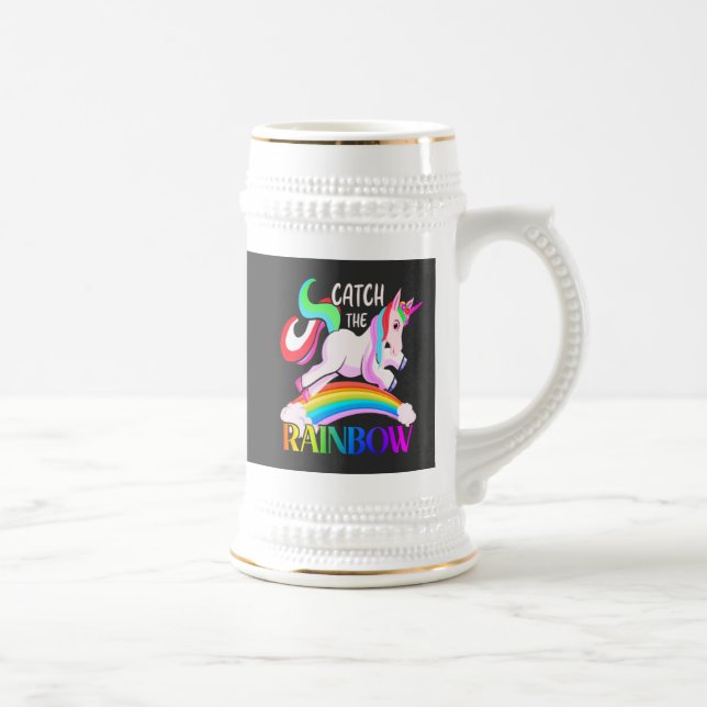 Catch the Rainbow Unicorn Design Beer Stein (Right)