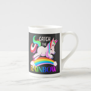 Catch the Rainbow Unicorn Design Bone China Mug