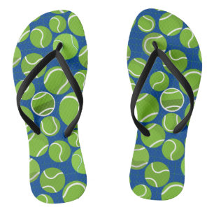 Catch the Tennis Balls Pattern Blue BG Flip Flops