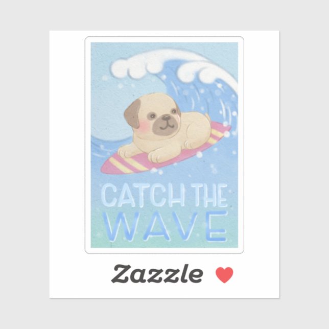 Catch the Wave: Pug Surfer Illustration (Sheet)