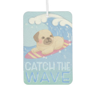Catch the Wave: Pug Surfer Illustration Air Freshener