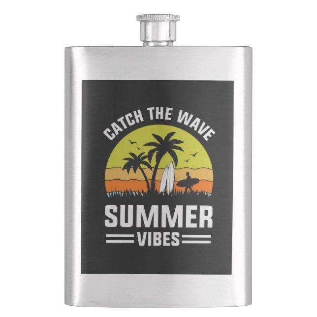 Catch The Wave Summer Vibes-64193 Hip Flask (Front)