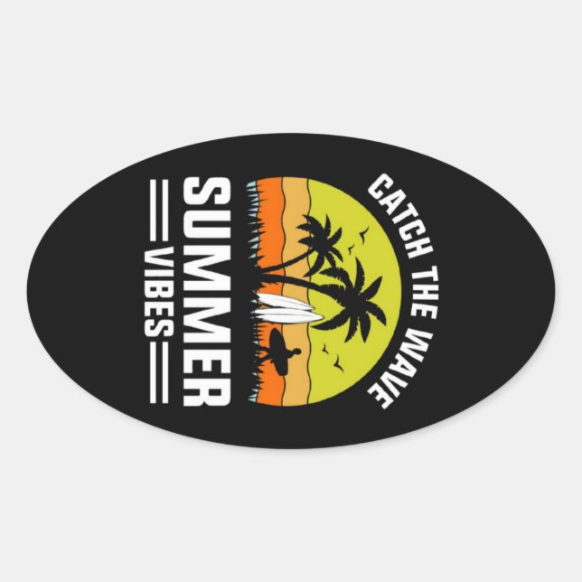 Catch The Wave Summer Vibes-64193 Oval Sticker (Front)