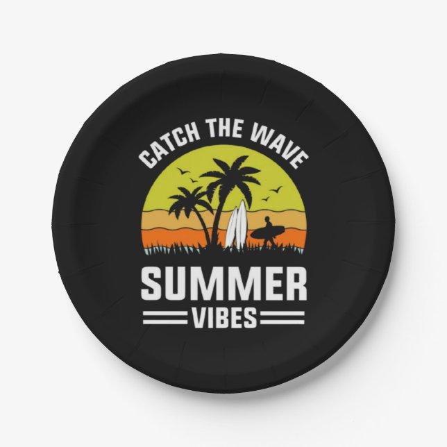 Catch The Wave Summer Vibes-64193 Paper Plate (Front)