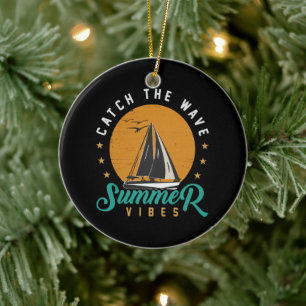 Catch the Wave Summer Vibes Ceramic Ornament