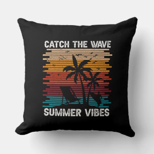 Catch The Wave Summer Vibes Throw Pillow